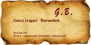 Genzinger Benedek névjegykártya